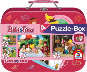 Schmidt Bibi & Tina 2x150 db, Puzzle Box - Fém kofferrel (56509, 16709-184)